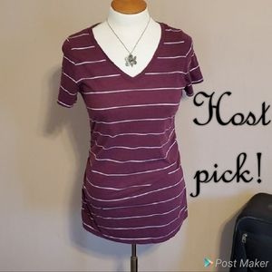 Liz Lang maroon & cream maternity top size small